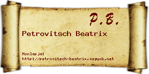 Petrovitsch Beatrix névjegykártya